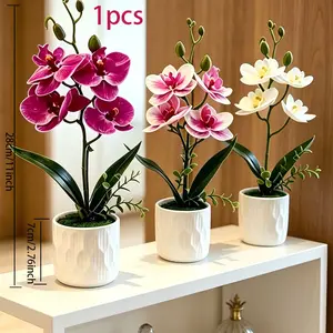 Realistic Orchid Plant Pot, High-Fidelity Film False Orchids, Home Living Room Office Desktop Decoration, Wedding Table Flowers, Multiple Colors Available