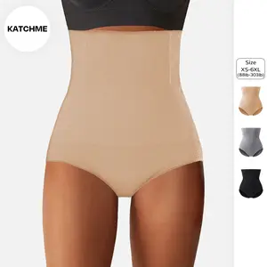 KatchMe Women's Solid Color High Waist Seamless Breathable Stretch Shaping Panties,Comfortable Tummy Control Shapewear,Soft Knickers,Shaping Underwear