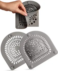 Kitsch Shower Drain Hair Catcher - Sink Drain Strainer that Prevents Clogs, Shower Drain Cover, Anti-Clogging, Bathtub & Shower Cover, Durable & Easy to Clean, Made with Silicone, Universal Fit - Grey