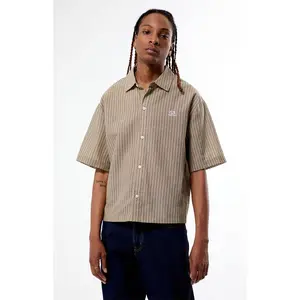 Pacsun Men's Porto Brown Striped Camp Shirt