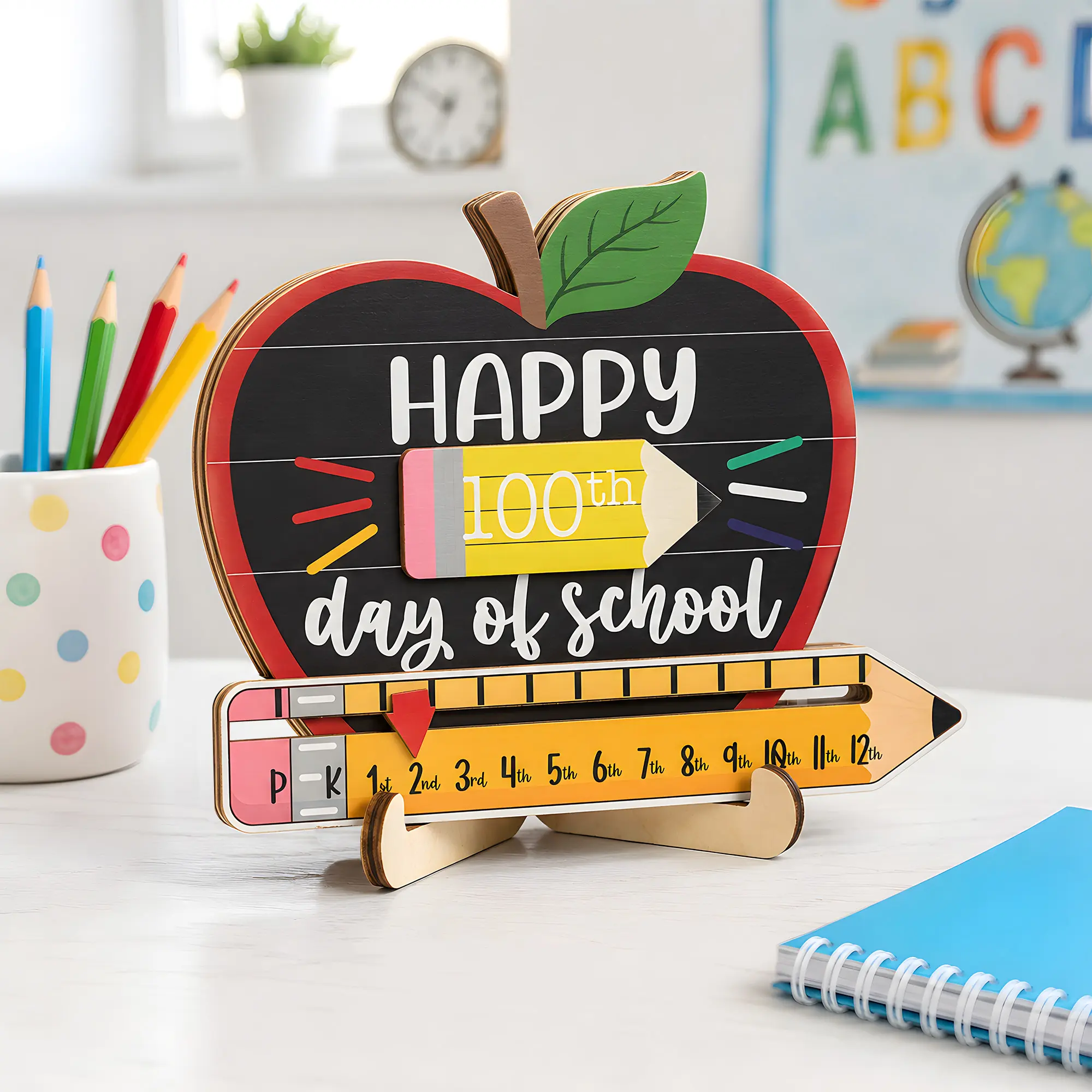 First Day of School Sign, Personalized First & Last Day of School Sign, Reusable Dry Erase Wooden Board, Back to School Photo Prop for Pre-K, Preschool & Kindergarten Kids