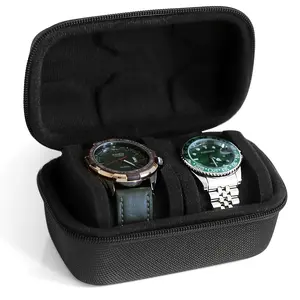 Watch Travel Case For Men And Women Portable Single Watch Storage Box And Organizer For Wristwatches And Smart Watches (Black (2 Slot))