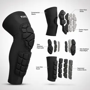 【Knee pads】TUOY Padded Knee & Shin Guards Calf Pads Protector Compression Leg Sleeve Knee Brace for Football Basketball Volleyball Soccer Baseball for Youth Adult 1 Pair Protective Gear tiktokshopspringglowup
