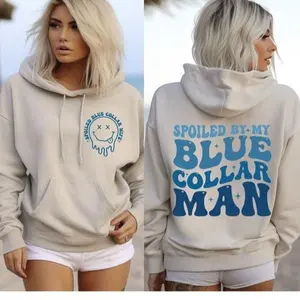 Spoiled Blue Collar Wife Hoodie, Funny Full Color Pullover for Wives, Casual Unisex Apparel, Perfect for Daily Wear and Gifting