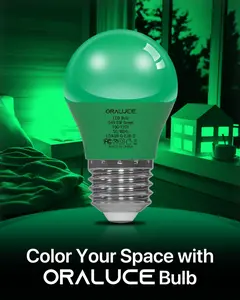 Green LED Porch Light Bulb, 5W A15 E26 Colored Bulb for Halloween Christmas Party Decoration and Lighting, LED Light Bulb 450LM Non-Dimmable, 6 Pack.