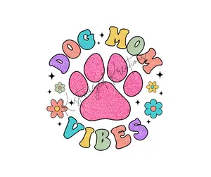 Dog Mom Vibes • T-shirt Tee Shirt Comfortable Unisex Top Funny Sarcastic Casual Sublimation Paw Print Dog Mama