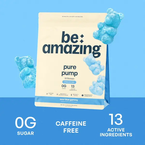 Be Amazing Pure Pump Pre Workout Powder 25 Servings - Naturally Flavored, Zero Sugar, Gluten Free, Improves Stamina & Muscle, Dietary Supplement | Str