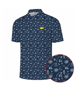 Masters Inspired Golf Polo Shirt for Men – Augusta Green Pattern Polo Summer Golf Outfit Gift for Golfer