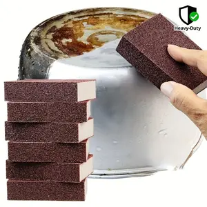 5pcs Heavy-Duty Emery Magic Sponge Eraser Set - Non-Electric Descaling & Rust Removal Scrubbers, Dishwashing & Cookware Stain Remover, Plastic Material, Kitchen Pot Cleaning Pads, Stain Removal Pads | Ergonomic Grip Sponge | Plastic Scrubber