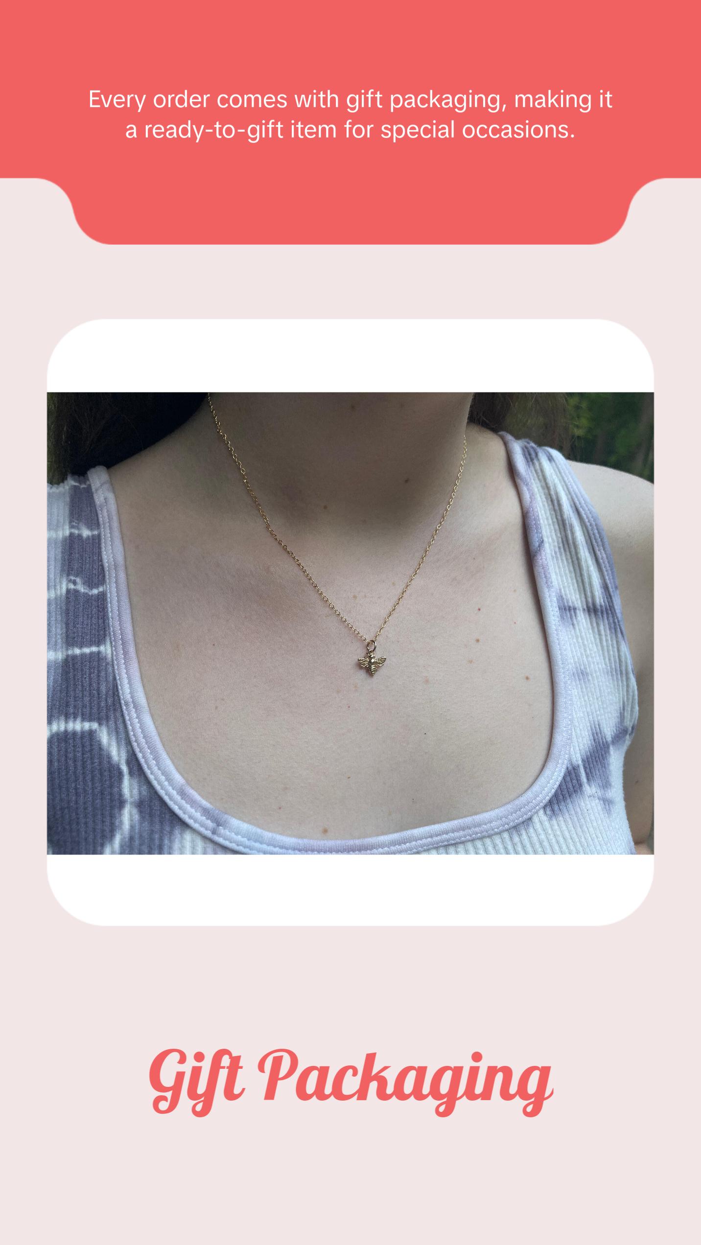 3D Bumblebee Charm Sterling Silver Necklace - Bee Pendant