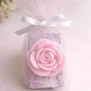 Bloom Roses Wax Melts - Pink Rose Design in Tulle Bag with White Ribbon