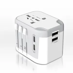 Multi-Functional Universal Travel Plug Adapter, World Travel Ac Power Charger Adapter with 2 USB and 2 USB-C Ports