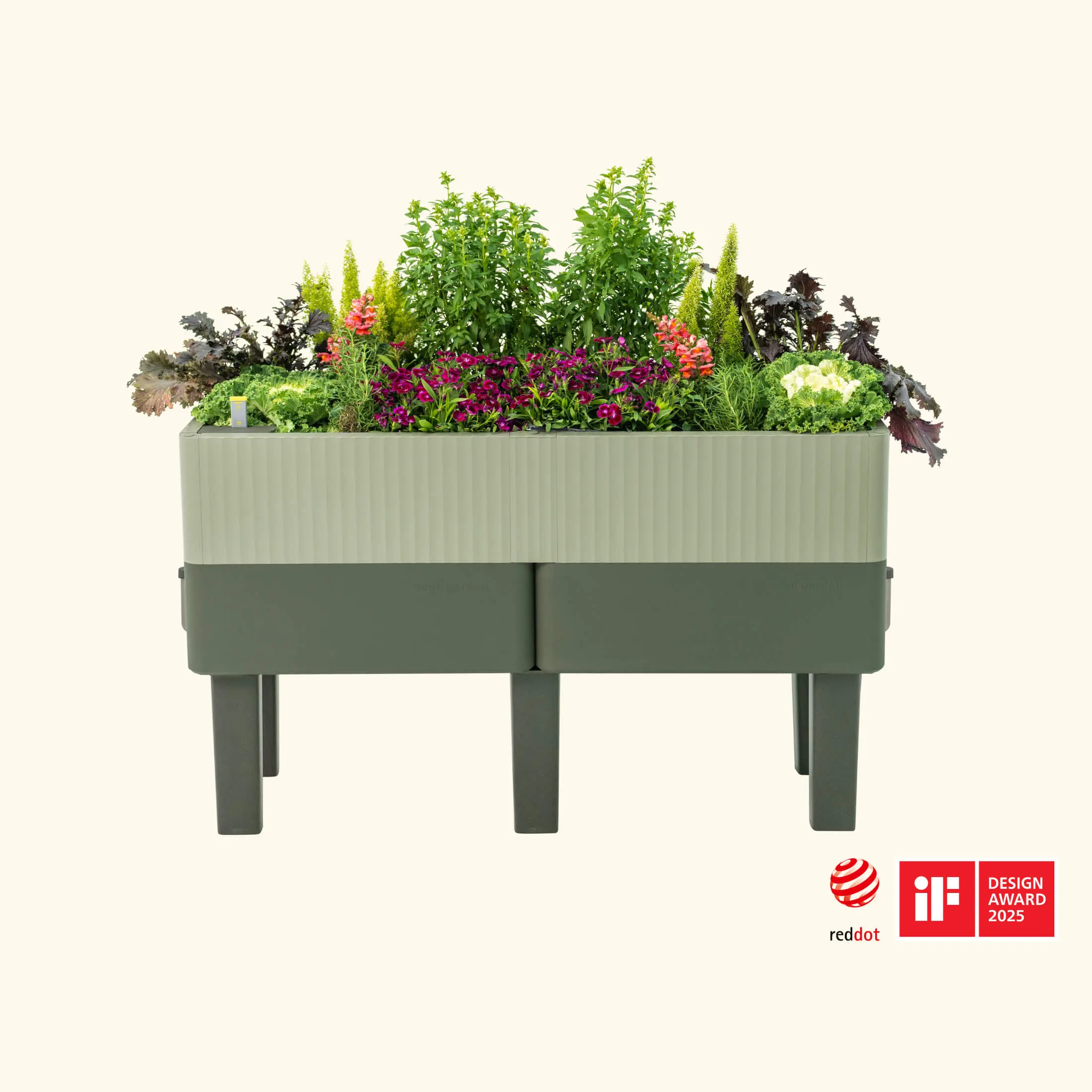Vego Garden EZCube Beginner-Friendly Self-Watering Elevated Garden Planter - 21" x 48" Stackable Pots, Leak-Free, Low Maintenance, Optional Legs, Water-Saving for Indoor Outdoor Use, Outdoor Planters