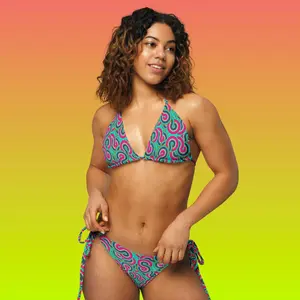 Colour TwirlZ: Sea Green+Hot Red String Bikini