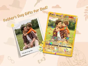 Custom Father's Day Pokemon Card – Personalized Gamer Dad Gift, Pokémon-Inspired Keepsake Card, Photo Card for Dad, Gift for Geeky Dads