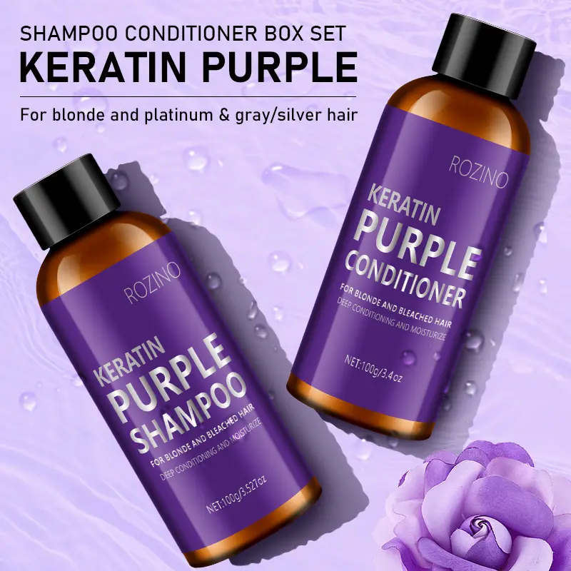 Rozino Keratin Purple Shampoo & Conditioner Set for Blonde
