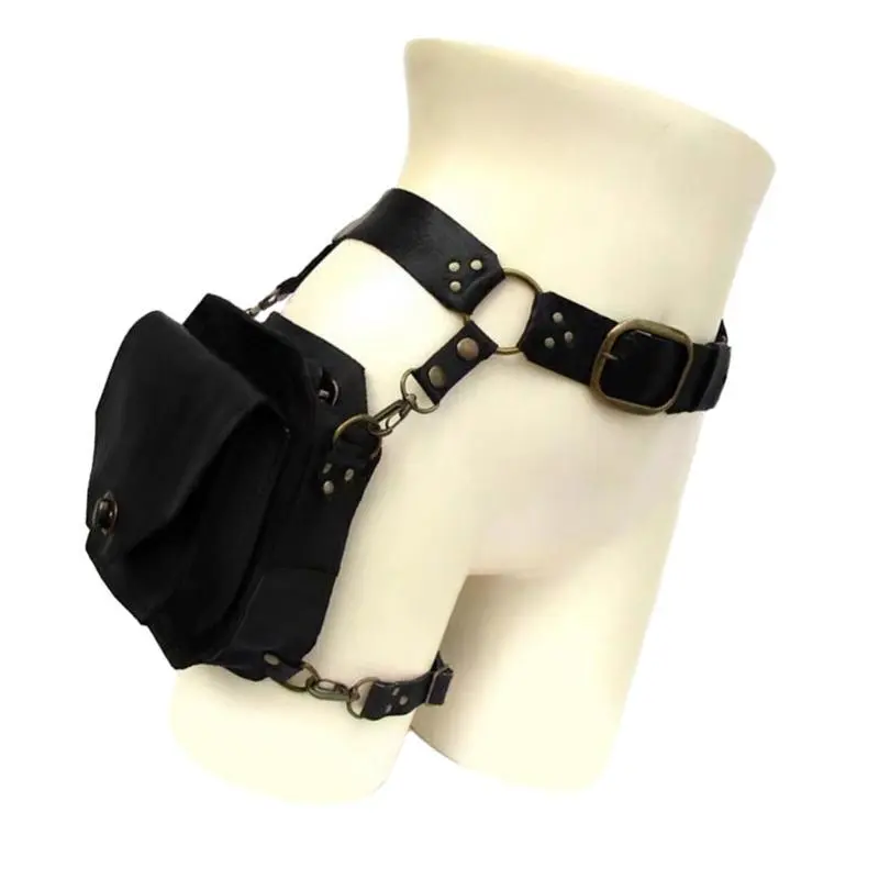 Medieval Steampunk PU Leather Waist Bag – Drop Leg Thigh Pack, Motorcycle Fanny Bag & Thigh Women, Perfect Cosplay, Biking, and Outdoor Activities