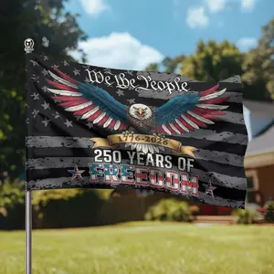 America 250th Anniversary House Flag, We The People 1776-2026 250 Years of Freedom Flag, Patriotic Bald Eagle American Flag, July 4th Decor