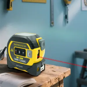 3-In-1 Measuring Tape, Tool Tape with LED Display, Crosshair Digital Tape Measure, Auto Lock, Area Volume Pythagorean Theorem, Best Gift for Men