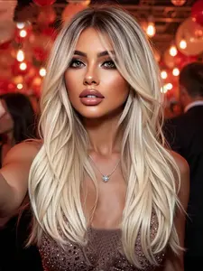 20 Inch Long Blonde Wigs for Women, Gorgeous Fluffy Wigs without Bangs, Synthetic Full Machine Wigs for Party, Daily Use, Double Weft Wigs