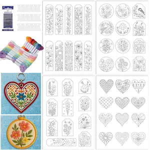 45pcs Heart Water-Soluble Embroidery Patterns, Flower Bookmark Stabilizer, Handmade Dissolvable Embroidery Stabilizer, Model_xinghao A133