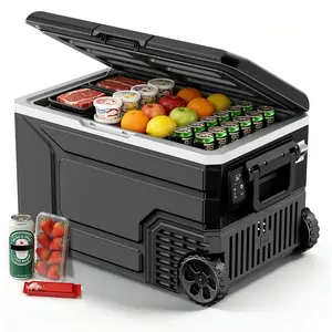 Kismile 12V Portable Refrigerator 42/53/68QT Compressor Electric Cooler,,  Dual-Voltage 12V/24V DC Car Cooler, -4°F to 68°F Portable Freezer for Car, Truck, RV, Camping, Home, Road Trips，Black