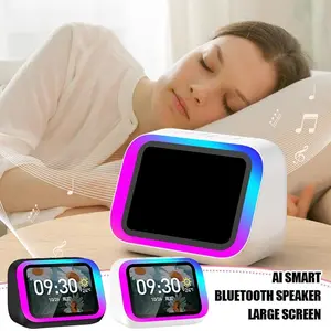 Touch Screen Desktop Audio Speaker, Built-in Digital Clock & AI Interactive Assistant, High Fidelity Deep Bass Wireless Bluetooth Speaker