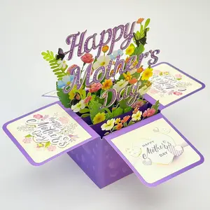 Happy Mother’s Day Pop-Up Flower Greeting Card for Mom, Mother-in-Law, Grandmother & Stepmother | 3D Blessing Card with Envelope & Message Note | 7" x 7"