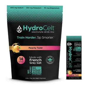 HydroCelt Peachy Twist Electrolyte Drink Mix – Zero Sugar Hydration Powder, 14 Stick Packs, Peach, Mango, Dragonfruit Flavor