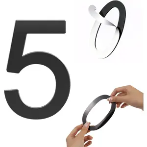 Self-adhesive 3 Inch House Numbers Acrylic House Number Modern House Numbers Black Mailbox Numbers for Outside Address Home Number for Apartments Office Hotel Room (5)