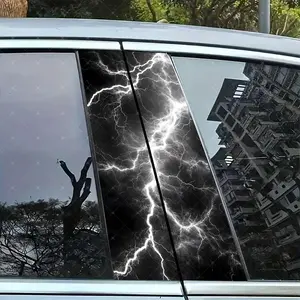 2pc Lightning Car B Pillar Reliable Protection Sticker, Easy Peel & Stick, Sunproof Waterproof Scratch Resistant, Fits All Cars, Car Decals, Universal Car Sticker, Sticker For Cars