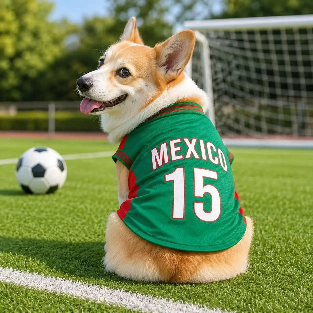 Classic Mexico Style #15 Feather-Light Pet Sports Vest, Breathable Mesh Sleeveless Soccer Outfit for Small-Medium Dogs/Cats, Crisp #15 Print Red-Green Apparel for Daily Wear, Hang to Dry