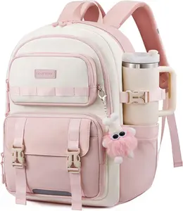 LOVEVOOK School Backpack for Teen Girls, Anti-Sagging Bookbag for Middle High College Back to School, 15.6" Laptop Backpacks for 10-16 Student, Cute Bag with Water Bottle Pocket for Travel