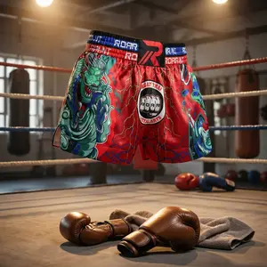Kids' Muay Thai Shorts Martial Arts MMA Kickboxing Trunks for Boys Girls - Breathable Lightweight Boxing Training Gear Perfect for Combat Sports Practice Competition Comfortable Stretchy Fabric Activewear