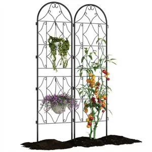 Garvee 2 garden trellises measuring 22 x 75 inches for outdoor climbing plants, black metal coated garden arch, rust-resistant decorative trellises for vines, vegetables, flowers