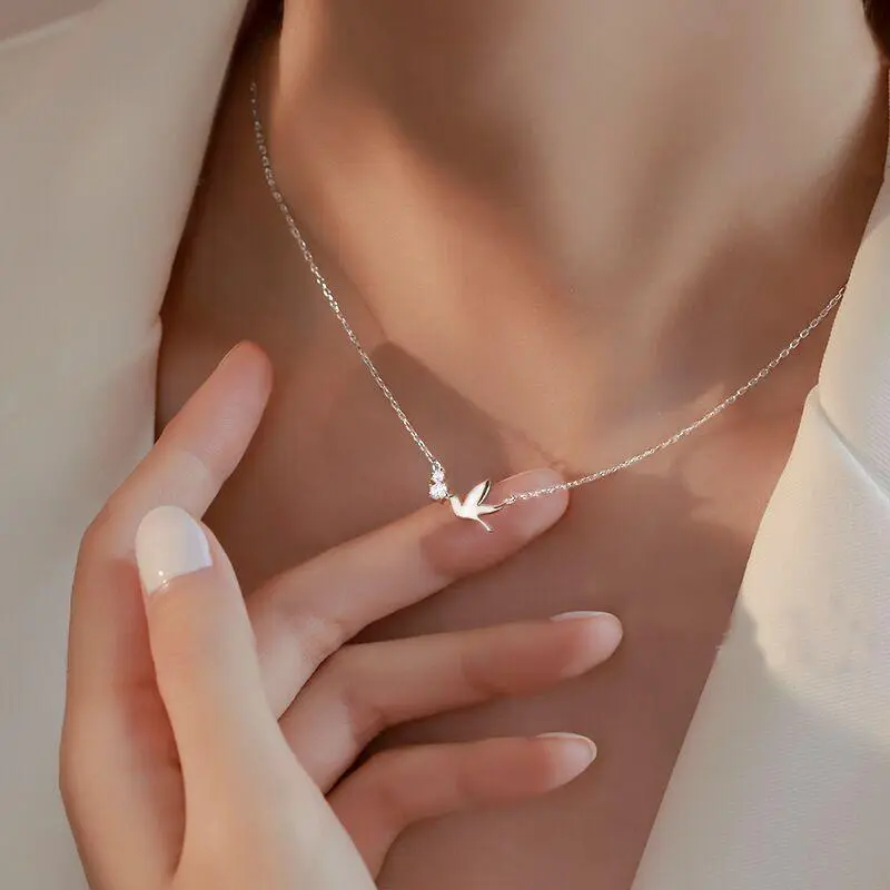 Korea Temperament Cute  Literary Short Silver Color Clavicle Chain Temperament Trendy Female Necklace Jewlery