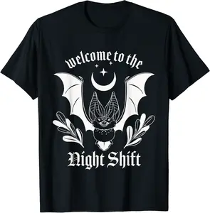 Welcome to The Night Shift - Vampire Bat T-Shirt - Nafeesaami Shop 67B0CKLW6986