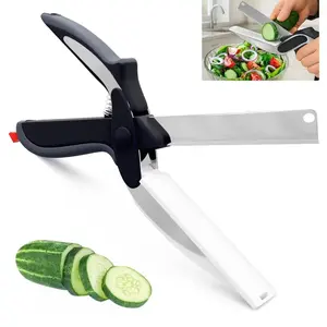 Multi-Cutting Kitchen Scissors, 2-in-1 Sturdy 9.5-in Stainless Steel Blade Kitchenware, Safety Lock for Meat, Vegetables