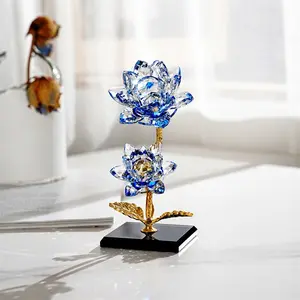 Crystal Twin Flower Ornament, Crystal Craftsmanship, Desk Decoration, Home Office Decor, Gift for Friends, Girlfriend, Wife, Mom, Valentine's Day, Thanksgiving