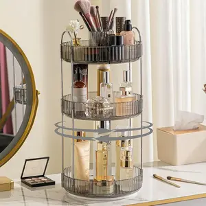 2 Tier/ 3 Tier 360° Rotating Makeup Organizer, Bathroom Cosmetics Spinning Holder Rack  Storage Vanity Shelf