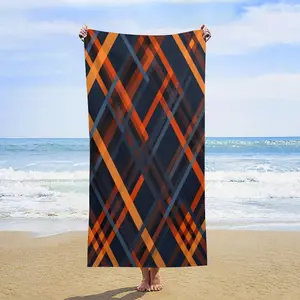 Navy Blue and Orange Plaid Beach beach towel 30x63 Inch Checkers Plaids Pool/Beach beach towel Sand Proof Beach beach towels Absorbent Quick Dry beach towel Pool Travel Swimming
