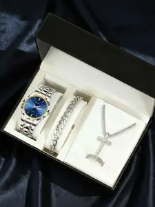 4-piece Men's Business Style Versatile Watch Set Valentine's Day Gift Festival Gift Quartz Watch