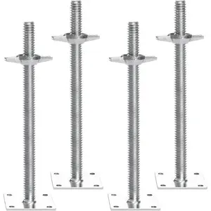 VEVOR 4-Pack Adjustable Leveling Jacks, 18.2 In Adjustable Height 3307lbs/1500kg Total Load Capacity Scaffold Jacks Feet, Solid Carbon Steel Screw Jacks for Baker-Style Scaffolding Equipment, SilverVEVOR Super Brand Day