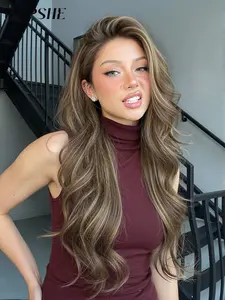 Topshe 13*6 Lace Front Wig with Natural Density, Handmade Synthetic Hair, Pre-Plucked Hairline, Lightweight and Breathable