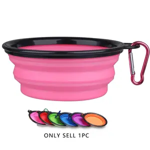 Foldable Pet Bowl, Portable Pet Feeding Bowl with Carabiner, Pet Feeding Supplies for Outdoor Adventure, Dog & Cat Accessories