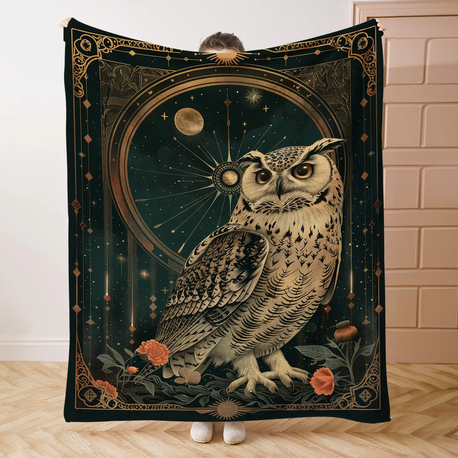 Plaid Owl Printing Flannel Blanket - Super Soft, Heattech and Versatile, Perfect for Sofa, Bed, Office or Camping Style Hugs - Perfect Gift for Friends and Family All Year Round