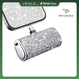 iWALK Sparkly Portable Charger - 22.5W 5000mAh Power Bank, Compact USB Type-C Cable Connector, Fast Charging for iPhone 17/16/15, Durable Lithium Battery Travel Gadget, Mini Phone Accessories for Purse, Smartphone & Electronics Devices summerwins,summerwi