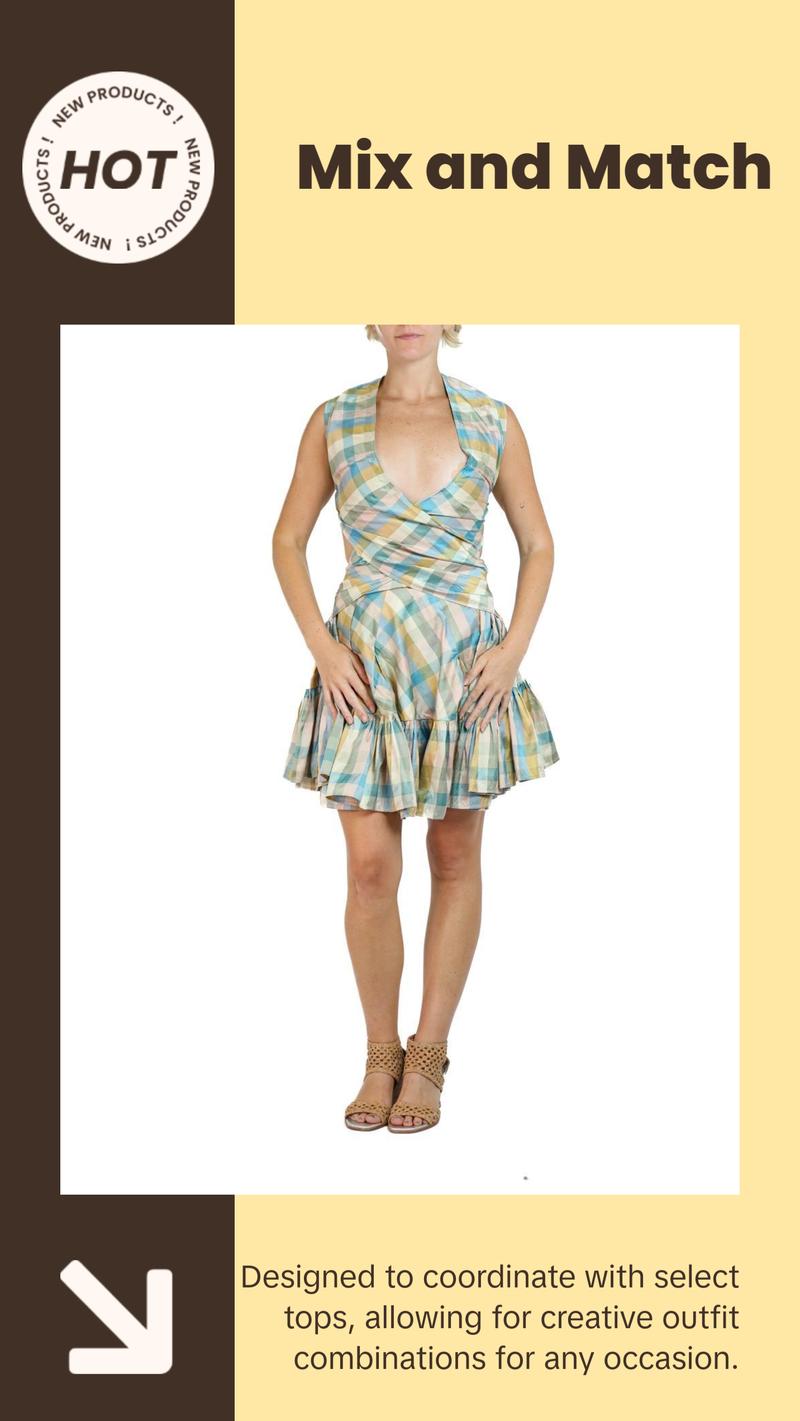 Morphew Collection Mixed Pastels Silk Taffeta Plaid Denise Dress