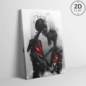 1pc Embrace Lovers Skull Canvas Wall ArtPoster Halloween And Home Decor, Skull LovePoster Canvas Printed Wall Decor Living RoomBedroom Kitchen Office Cafe Decor, Perfect forGifts And Decorations
