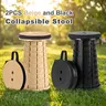 BLYXTENNE 2pcs (Beige+Black) Extendable Collapsible Stools, 400lbs Max Load, Lightweight Foldable Chair, Easy Fold & Store, Portable Furniture for Indoors-Outdoors Campsite Use